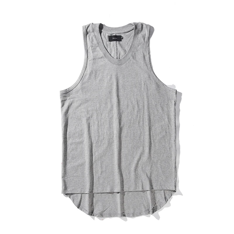 

Basic Plain Extended Curved Edge Brim Bodybuilding Workout Gym Vest Fitness Sleeveless Shirt Stringer Tank Top Men