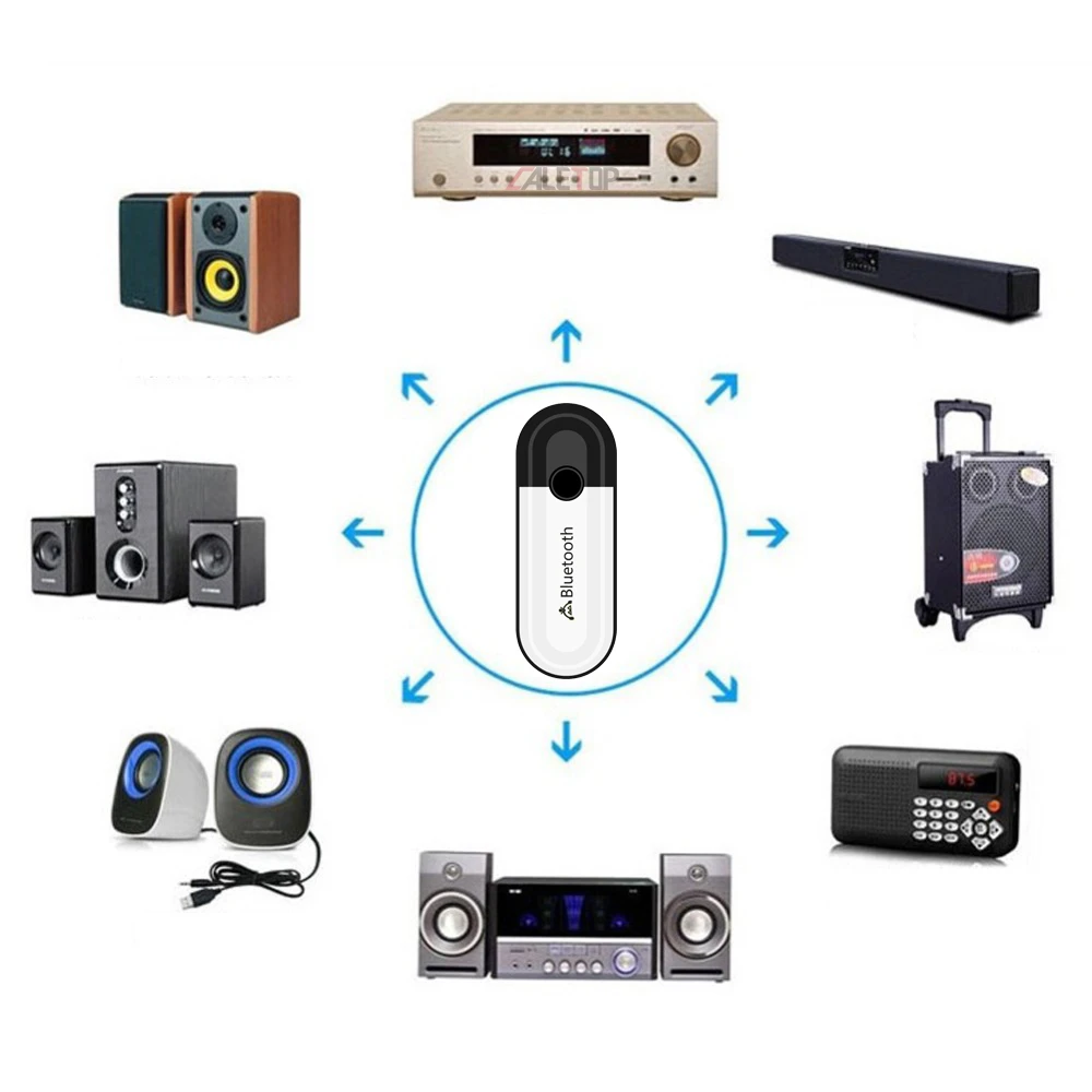 CALETOP Bluetooth 5 0 приемник USB и 3 мм AUX 2 в 1 аудио беспроводной адаптер для наушников