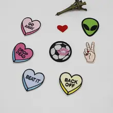 1 шт. нашивка пальцы DIY Одежда Железный патч Вышивка полосы сердце одежда на заказ наклейки значок с пришельцем