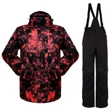 SNOW WILD Waterproof 5000 ski suit men breathable thermal skiing jacket men outdoor snowboard pant+ski jacket male coat