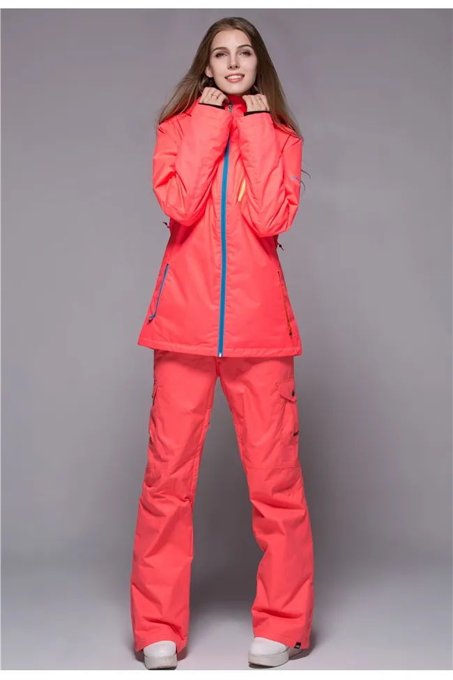 Женский водонепроницаемый однотонный топ с капюшоном, костюм, женские зимние комплекты, зимняя утепленная теплая куртка для сноуборда и брюки yw