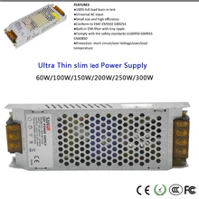 High Voltage Ultra Thin Power Supply 60W/100W/150W/200W/250W/300W 110-240V led Driver for led strip light