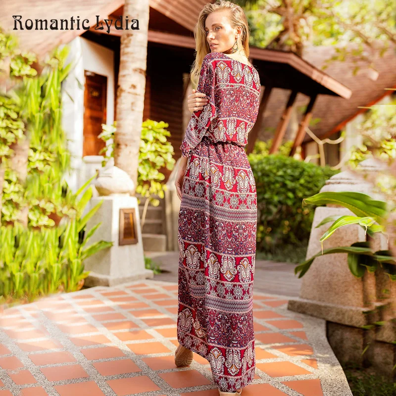 Для женщин Летнее Boho Maxi богемные платья больших размеров с пляжным цветочным принтом пикантные Разделение свободный халат Femme длинное платье в виде рыбьей чешуи Большие размеры