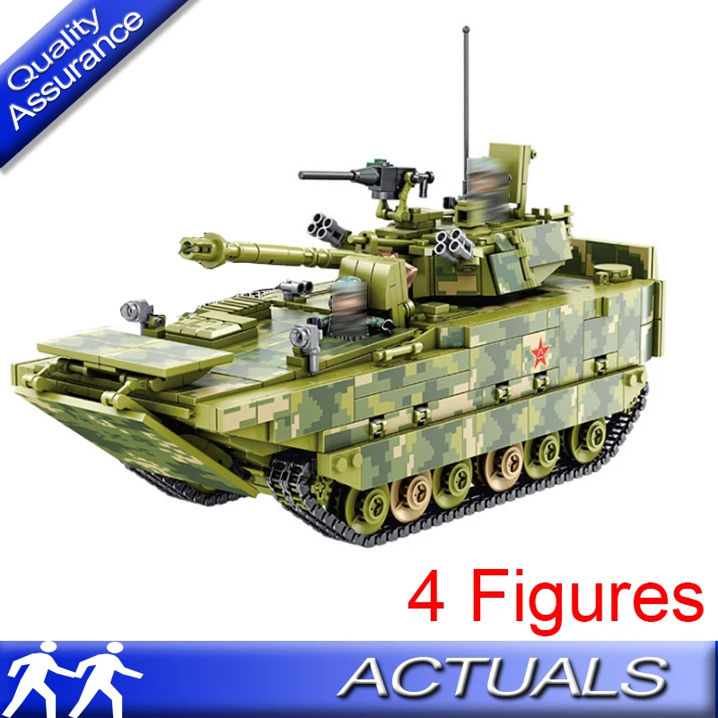 Technic Army Infantry Fighting Tank Building Blocks Compatible with Lego Technic Military Tank Model Bricks Educational Toys