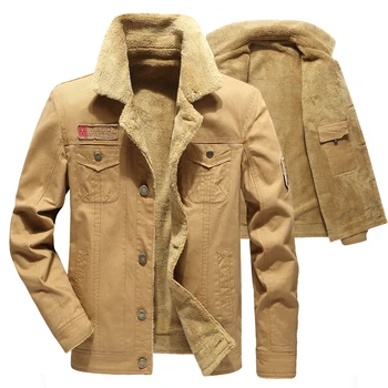 

Denim Jacket Men Brand Military Bomber Jacket Men Winter Jackets Army Fleece Thick Coat Warm Fashion Casual Cotton Coat