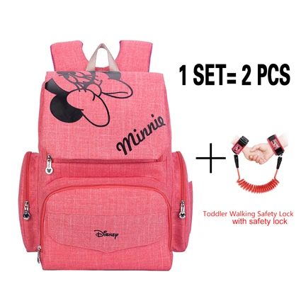 Disney Baby Organizer рюкзак Wickeltasche Пеленки сумки Maman Mochilas Maternales Микки маг Sac Bolsa Детская сумка для мамы - Цвет: Pink  2pcs