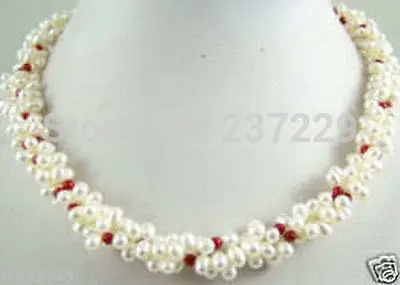 

Wholesale price ^^Elegant white cultured pearl & red coral necklace