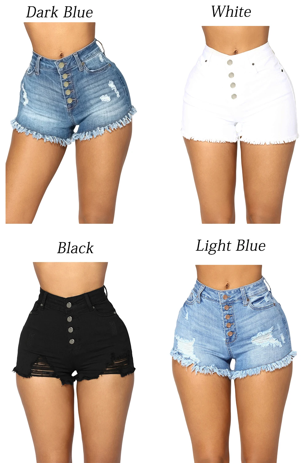 Горячая отверстие 2019 новый летний облегающую посадку Высокая Талия Джинсовые шорты Для женщин Мода Короткие джинсы Sexy кисточкой черный