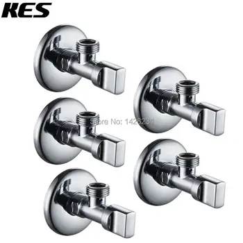 

KES K1130-P5 Brass Angle Valve G1/2 Inlet and Outlet with Metal Handle Conventional, 5-Pcs,Polished Chrome