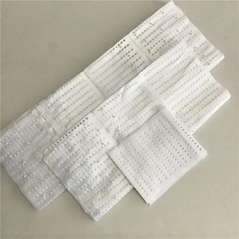 Белый ASO OKE повязка на голову с бисером африканская ткань sego головной убор нигерийская Кружевная повязка на голову Женская повязка на голову высокого качества 3 шт./лот HE-23