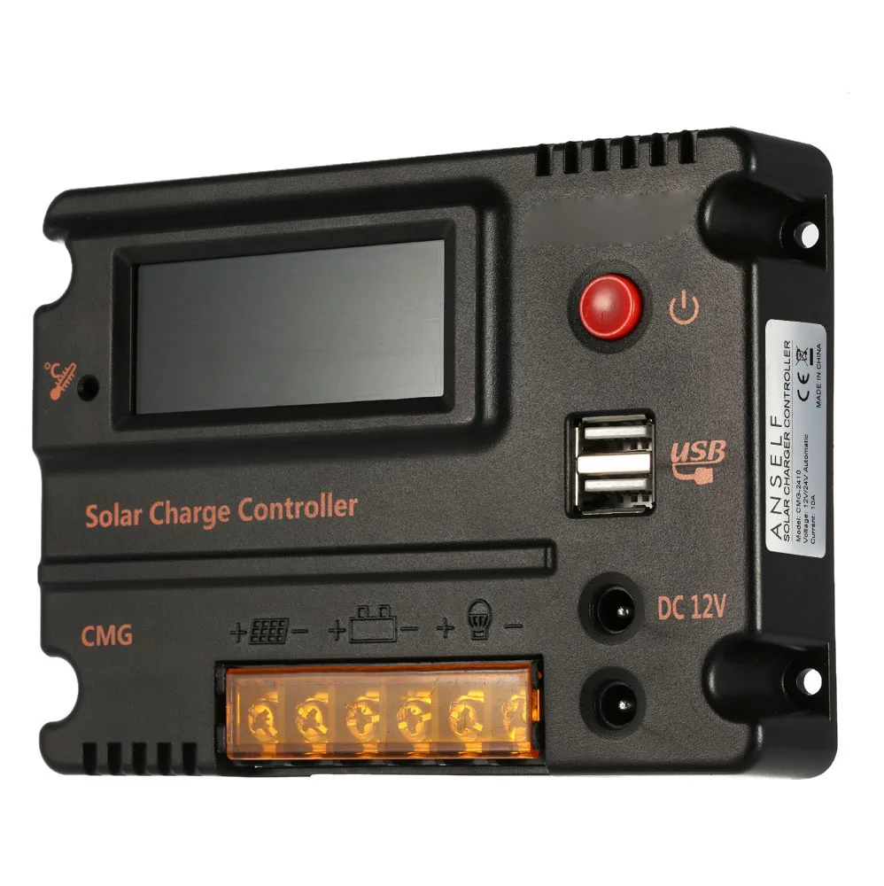 

20A 12V 24V Plastic LCD Solar Charge Controller Panel Battery Regulator Auto Switch Overload Protection Temperature Compensation