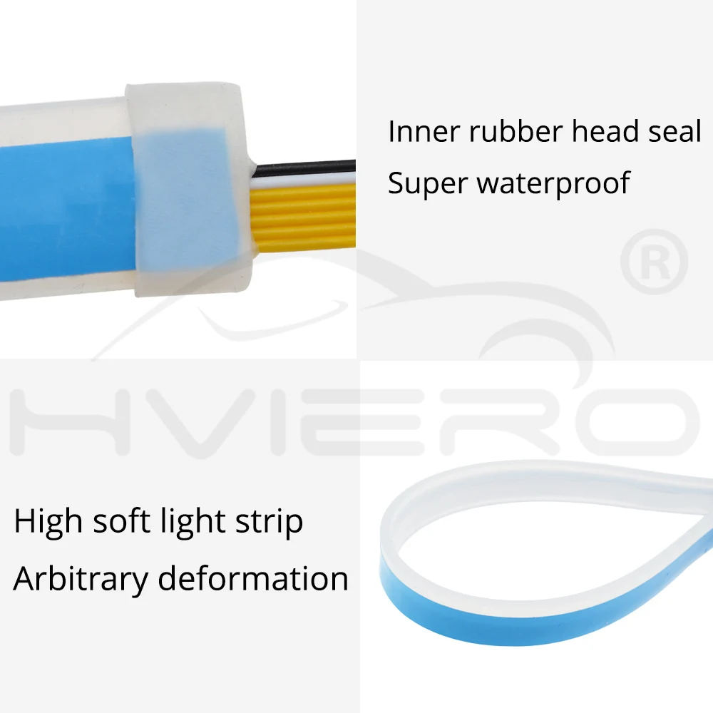 30 см/45 см/60 см Гибкие светодиодные ленты свет водостойкий тонкий гибкий сигнал поворота DRL желтый течет дневные ходовые огни DC 12 В