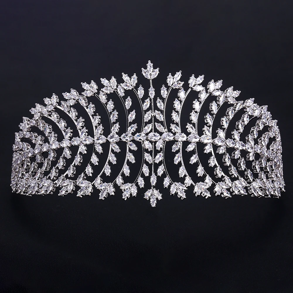

jankelly Fashion Ladies Wedding Headpieces With cube zircon Wholesale Bridal Hair Accessories Headdress Bridal Hair Tiaras