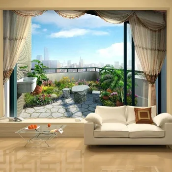 

Custom Fashion Outside The window Sea View 3D Mural Wallpaper Personality Space Expansion Living Room Home Deocr Wall Painting