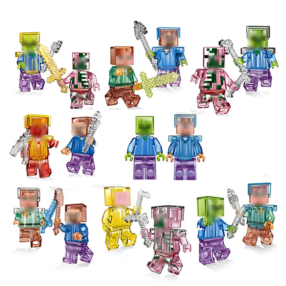 

My World 8Pcs/lot Action Figures Crystal Compatible Building Block Toys NO Box