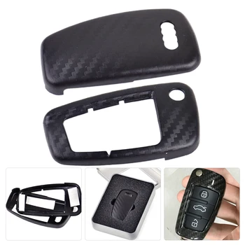 

DWCX Car Carbon Fiber Texture 3 Buttons Remote Flip Key Cover Case Shell for Audi A1 A3 A4 2000 - 2011 2012 2013 2014 2015 2016