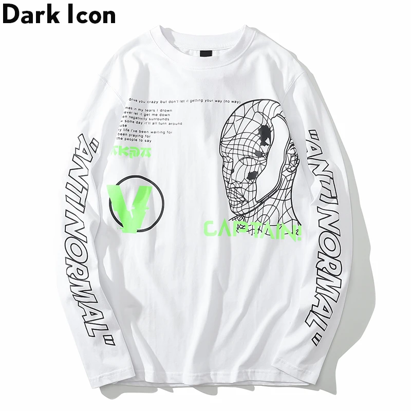 Мужская футболка с длинным рукавом Dark Icon в стиле хип хоп принтом Captain Line желтая