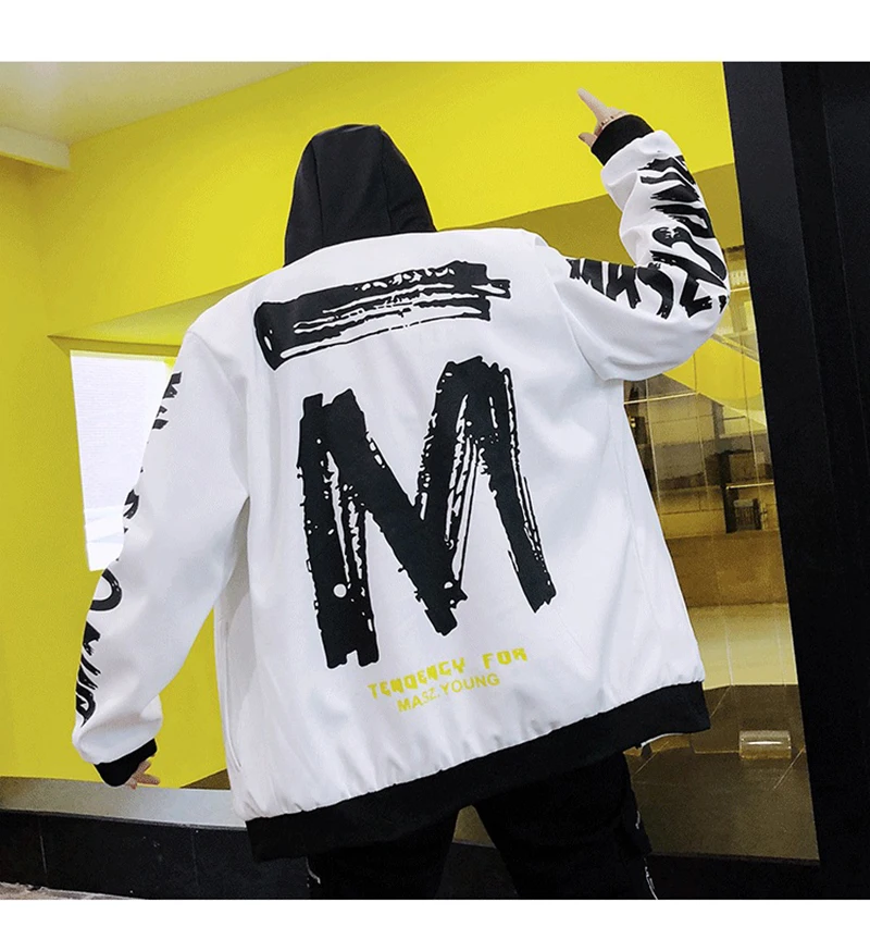 Patchwork Oversize Windbreaker Pullover Jackets Male Coats Vintage Varsity Jacket   (7)