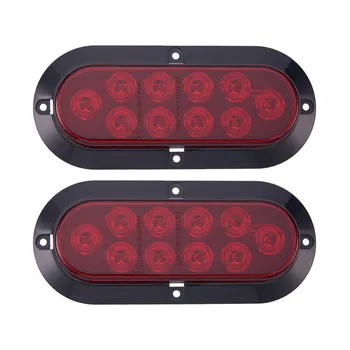 

2 Pcs Trailer Truck Tail Lights 12V Brake Stop Turn Light Oval Rear Trail Lamps