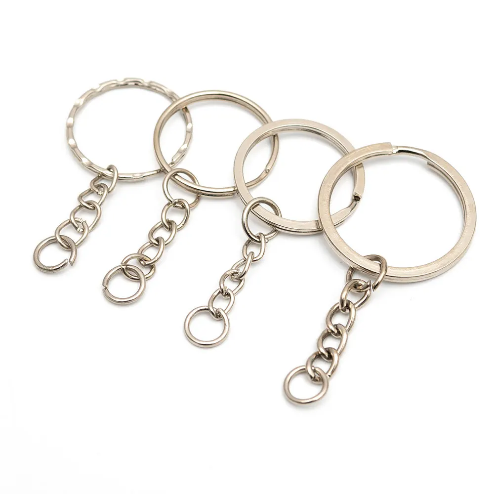 

100 Pcs/Set Nickel Key Chains Diy 25mm Keyrings Keychain 30mm Ring Accessories Material Support Custom