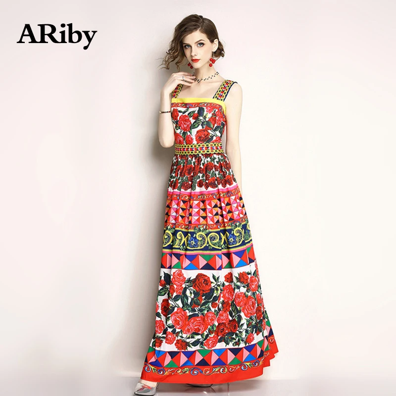 Women Dress Long Maxi One Word Collar Dress 2019 Summer New Bohemian Printed Sling Sexy Backless Empire Pendulum A-Line Dress Women Dress Long Maxi One Word Collar Dress 2019 Summer New Bohemian Printed Sling Sexy Backless Empire Pendulum A-Line Dress