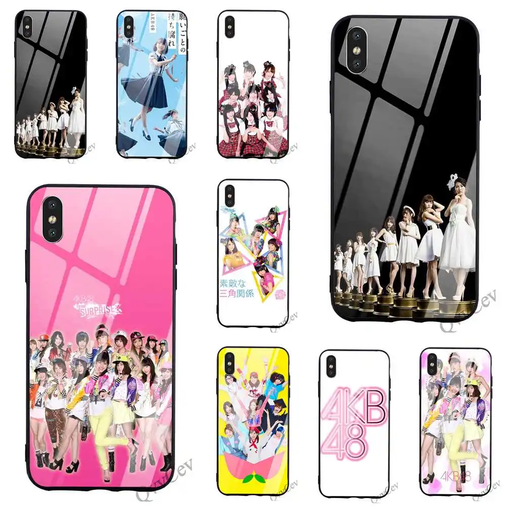 

Protective AKB48 Tempered Glass Phone Case for iPhone 6S Cover 8 XR X 7 Plus 6 5 5S SE Xs Max 11 pro Soft