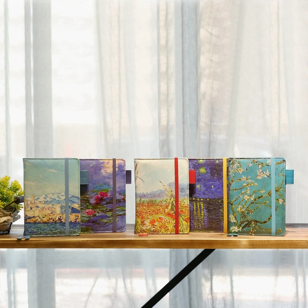 

A6 notebook Grid Paper Lined Dotted Diary Blank pages can choose planners journal Stationery small notepad Oil painting cover