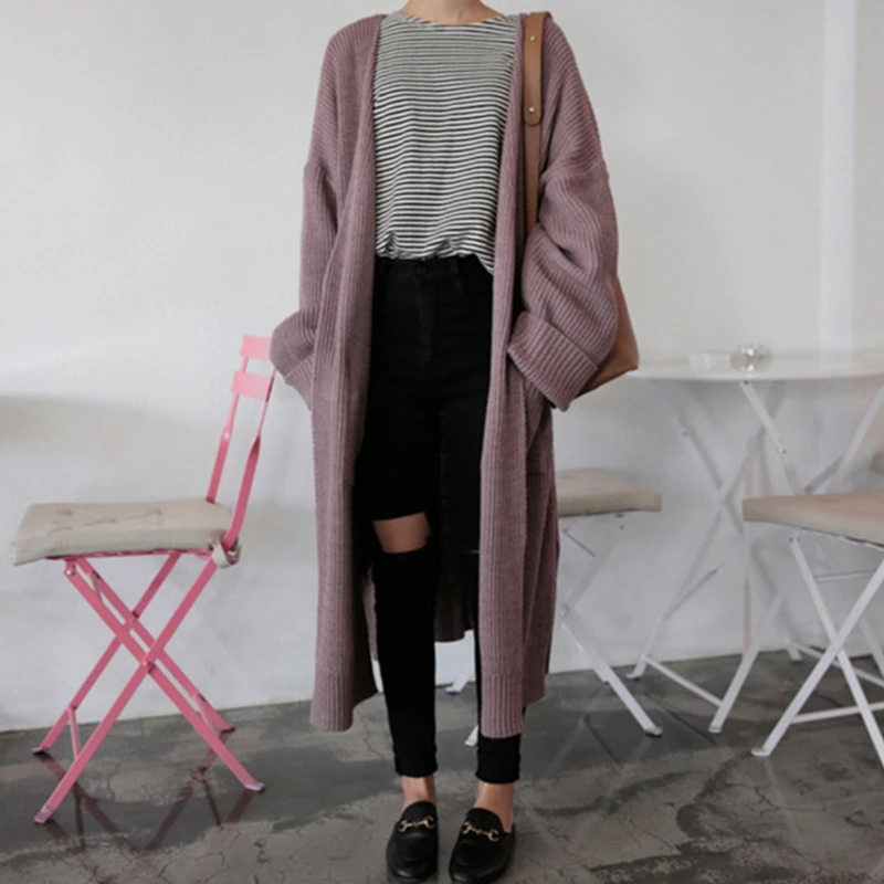 

Women Casual Fashionable Open Front Long Sleeve Knit Sweater Coat Loose Warm