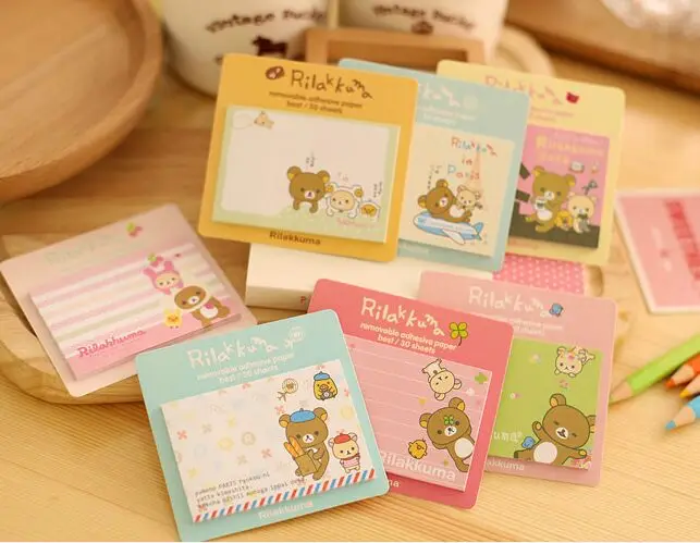 Kawaii rilakkuma стикеры в виде медведя блокнот для записей школьные и офисные