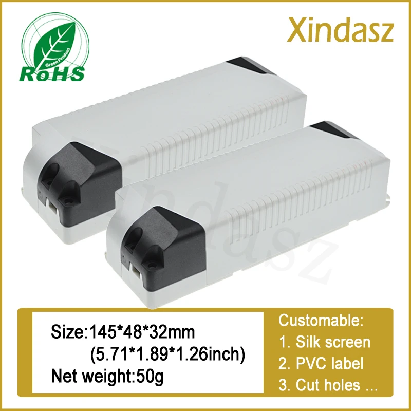 LED 드라이브 전원 변압기 밸러스트 컨트롤러 플라스틱 쉘 플라스틱 케이스, PC 난연 재료, 145x48x32mm, 40W, 50W, 5 개