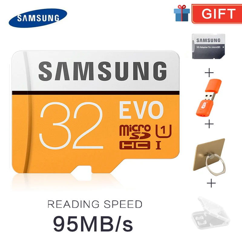 Карта памяти SAMSUNG Micro sd32гб 64 Гб 128 ГБ 256 ГБ 512 г SDHC SDXC класс EVO+ PLUS класс 10 C10 UHS TF SD карты транс флэш Microsd - Емкость: Orange32GB FREE GIFT