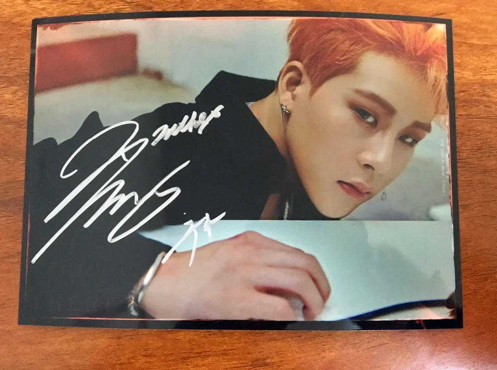 Ручная подпись MONSTA X Jooheon фото с автографом вы там 5*7 102018|Фотоальбомы| |