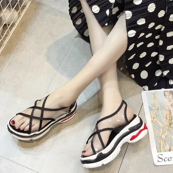

Ho Heave 2019 Casual Women Slippers Lady Fashion Classics Sandals Women Heel High Platform Slides Summer Outside Flat With Shoes