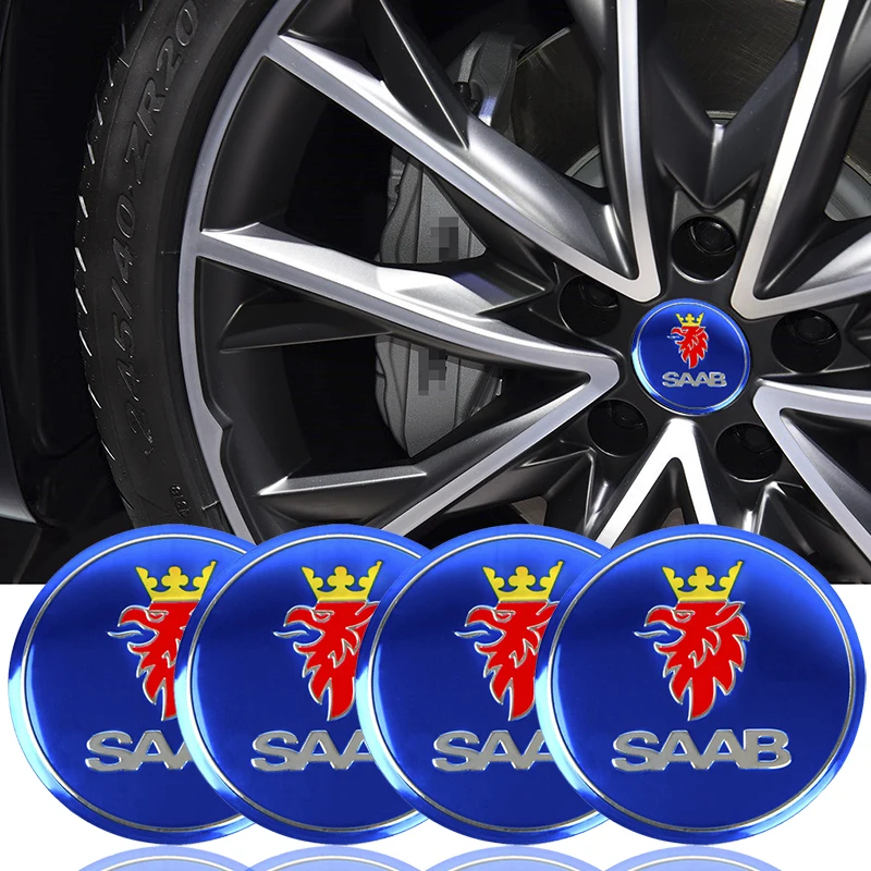 

4Pcs Car-styling Decorative Car Wheel Center Hub Caps badge Sticker FOR SAAB 9-3 9-5 93 900 9000 Emblem Decal Auto Accessories