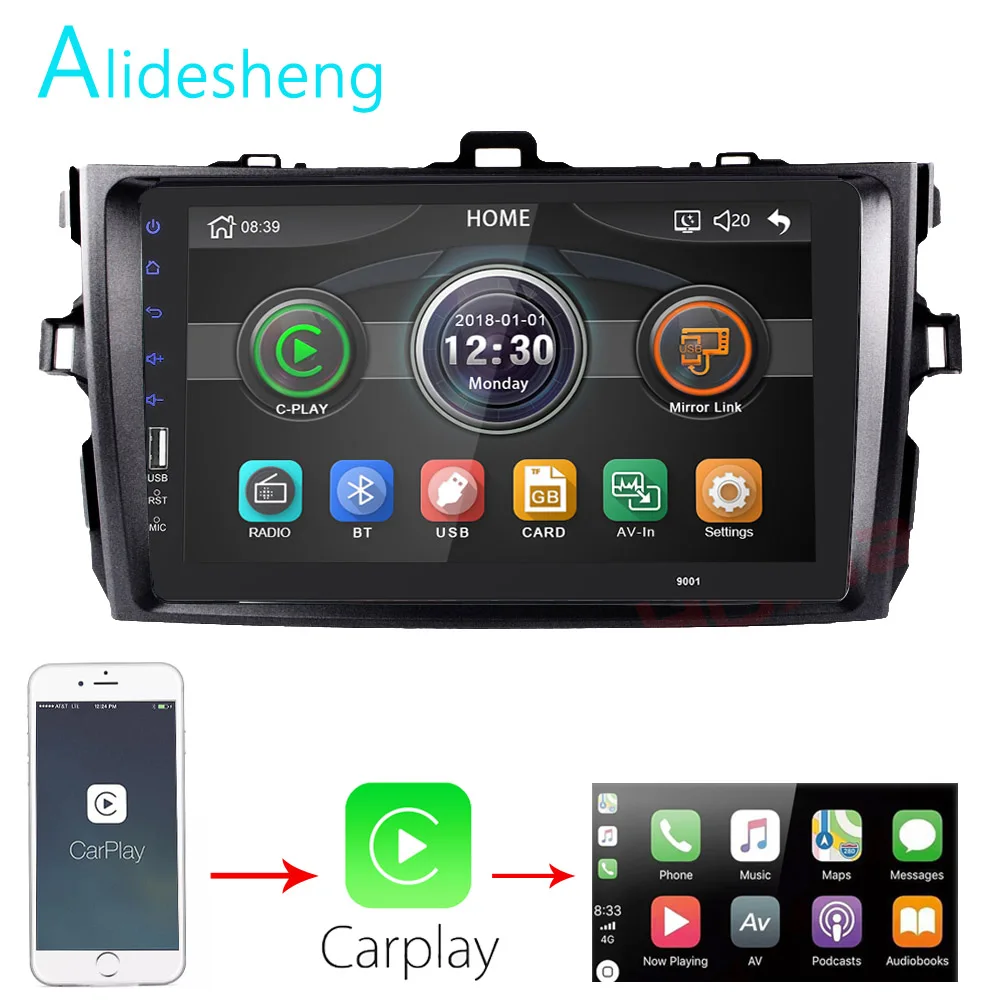 

Carplay Car Radio Multimedia Player touch screen BT MP5 For Toyota Corolla E140/150 2008 2009 2010 2011 2012 2013 No Android