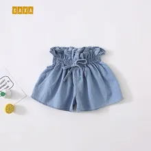 Детские штаны г. Летние модные повседневные штаны с цветочным принтом для маленьких девочек брюки джинсовые шорты синяя хлопковая юбка брюки