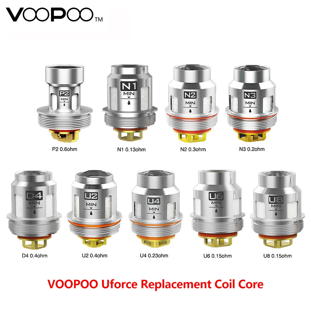 

5pcs Vape Coil VOOPOO Uforce U2 U4 N1 N2 N3 P2 Coil Core Head Fit Voopoo Uforce Tank Voopoo Drag 2 Voopoo Drag mini Vape Kit