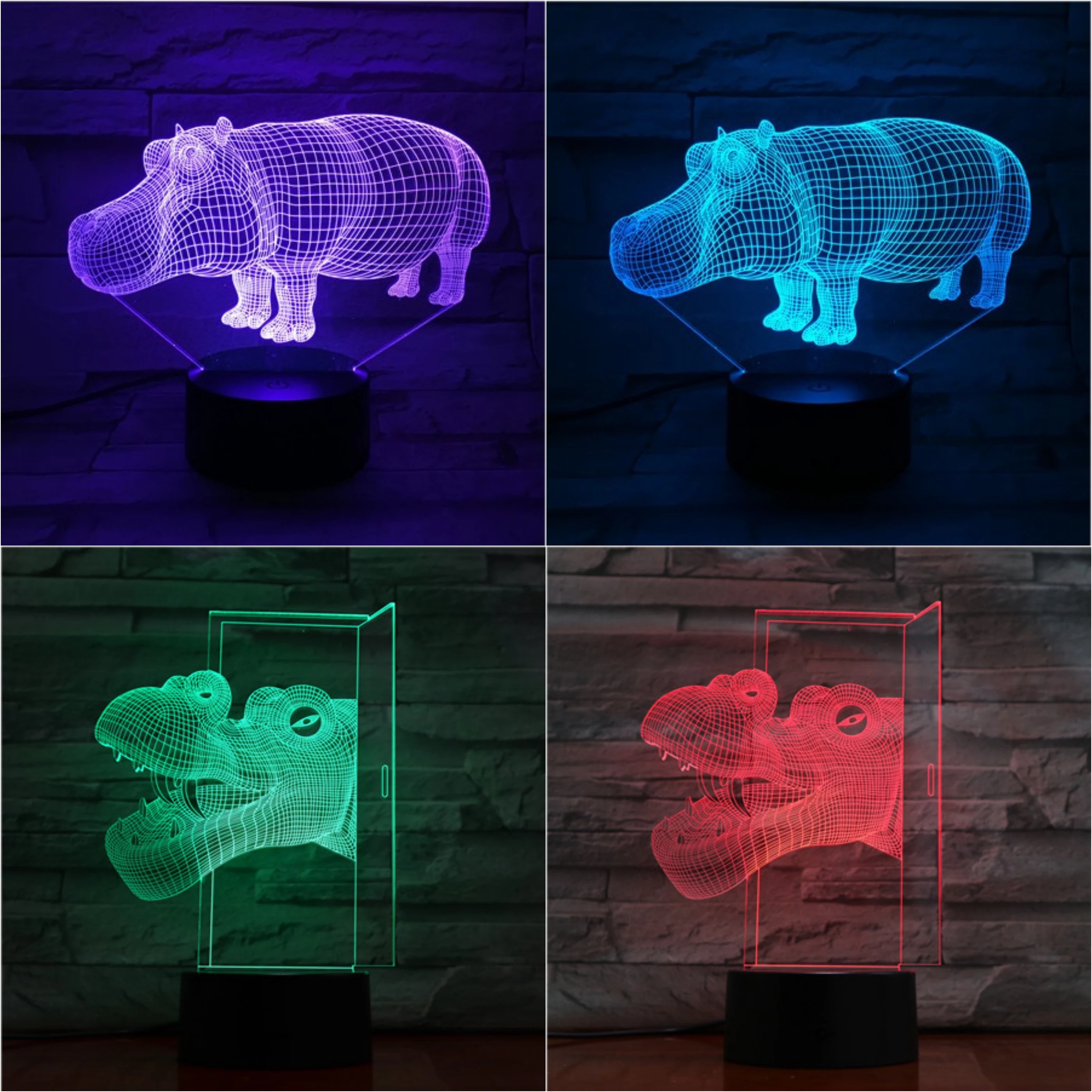 

Animal hippo Led Night Light Touch Sensor 7 Color Changing Decorative Lamp Child Kids Baby Kit Nightlight river horse 3D Lamp