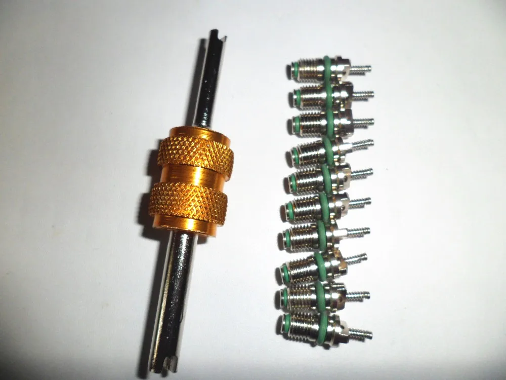 

Hot ! 10PCS R134a Air Conditioning Valve Core, 1PCS Car Air Conditioning Repair Tool Valve Core Wrench