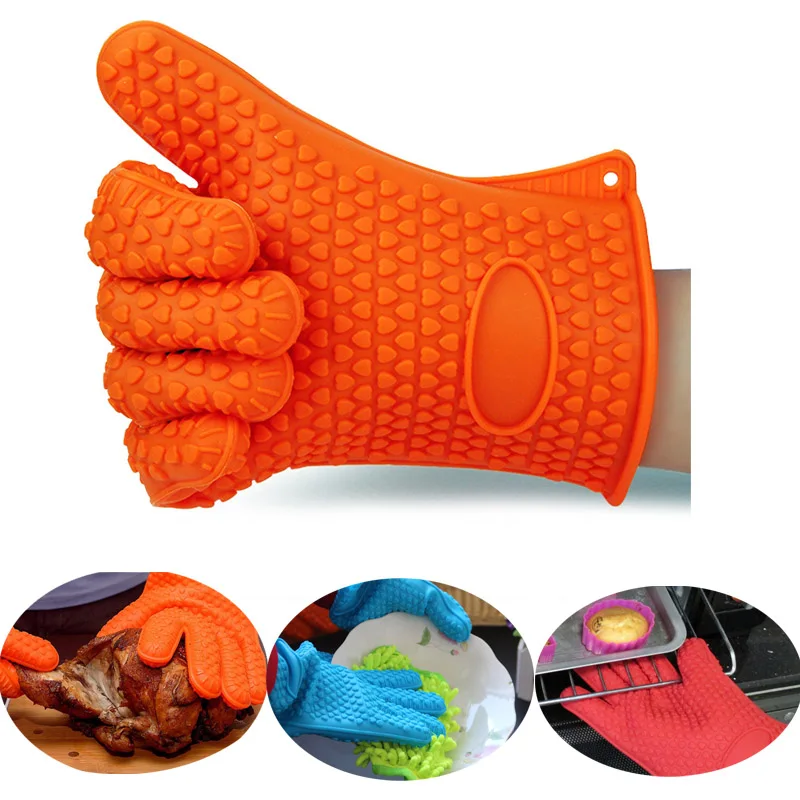 1pc Kitchen Gadgets Silicone Gloves Heatproof Heat Resistant For Bbq