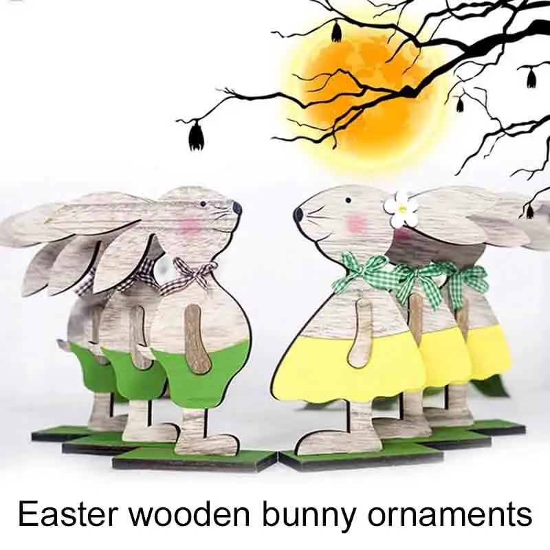 

Nordic Easter Rabbit Easter Ornament Wooden DIY Handmade Festival Party Supplies Home Decoration Kids Cartoon Wooden Rabbit