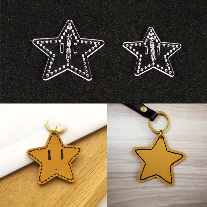 

Acrylic Stencil Leather Handmade Craft Key Ring Parts Pentagram Sewing Pattern Template Sewing Accessories with Holes 6cm