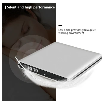 

Aluminum Slivery USB 3.0 External DVD+/-RW DVD+/-DL CD+/-RW Drive Writer Burner Play For WINDOWS XP/7/8/10 Mac Desktop Laptop