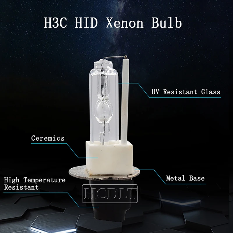 HCDLT 12V Car Light 35W 55W H3C HID Xenon Lamp 3000K Yellow H3 6000K 4300K 8000K H3C Ceramic Base Auto Headlamp Replacement Bulb (1)
