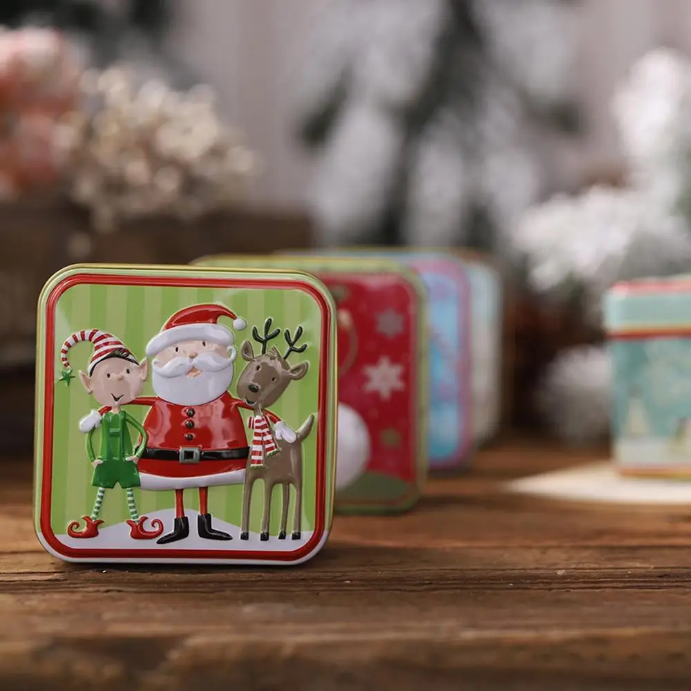 Taoup Metal Christmas Candy Boxes Santa Claus Home Decor for Christmas Gift Boxes Present Holder Bags Noel New Year Table Decor