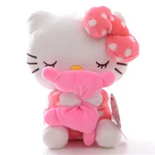 Adorable Soft Pink Dots Sleeping Hello Kitty Hold Pillow Plush Japan Ainime Kitten Cat Dolls Toys