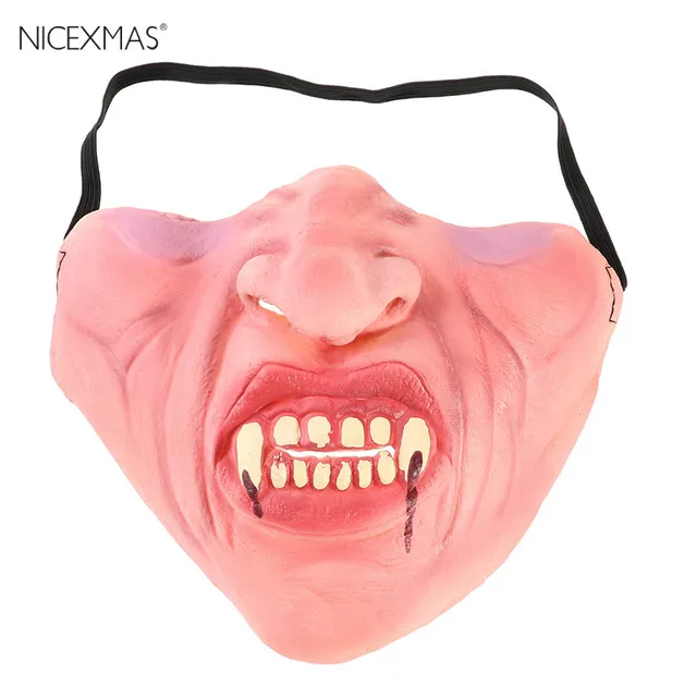 NICEMXAS Big Teeth Latex Mask for Movie Fancy Dress Masquerade Party Horror Creepy Elastic Band Half Face Masks Funny Costume