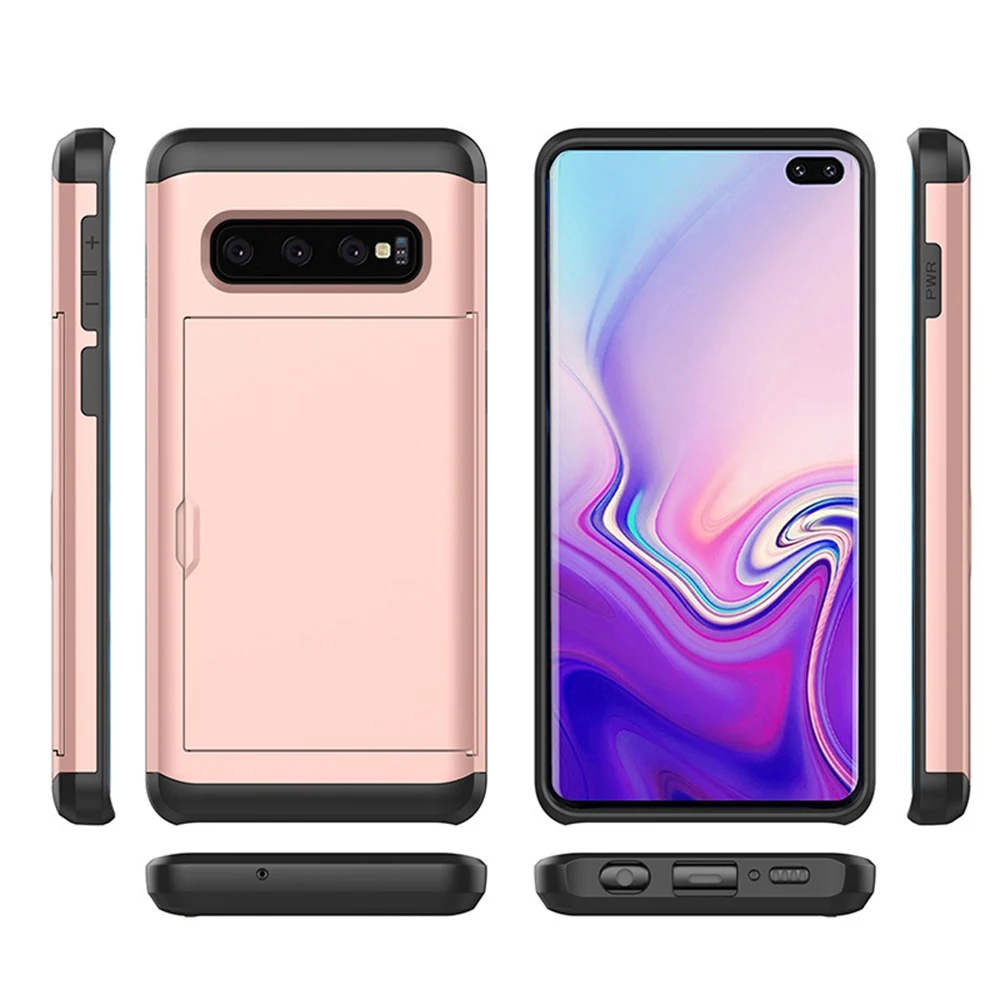 Скользящий скрытый кредитный держатель для карт чехол телефона samsung Galaxy S8 S9 S10 Plus