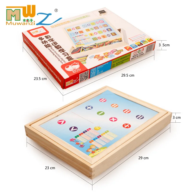 MWZ Wooden Math Toys for children Montessori  toys 100PCS Stickers and 100PCS sticker Digital Card  Learning Educational