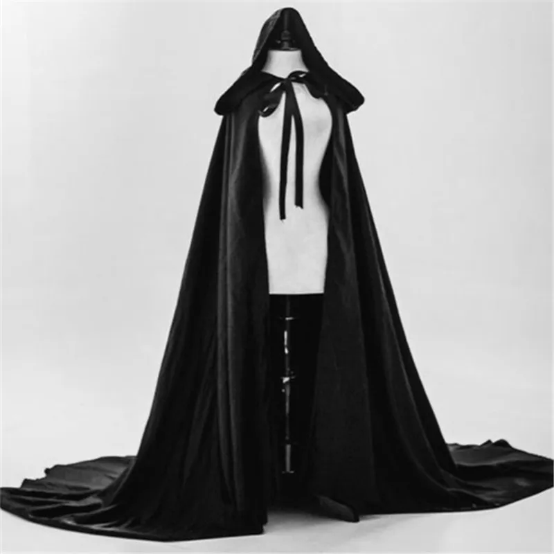 

Black cloak satin cape with hood